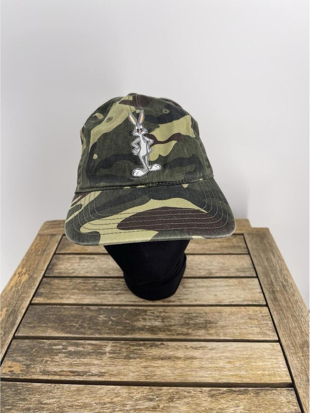 Vintage Six Flags Bugs Bunny Hat Looney Tunes Snap Back Adjustable Camo One Zise
